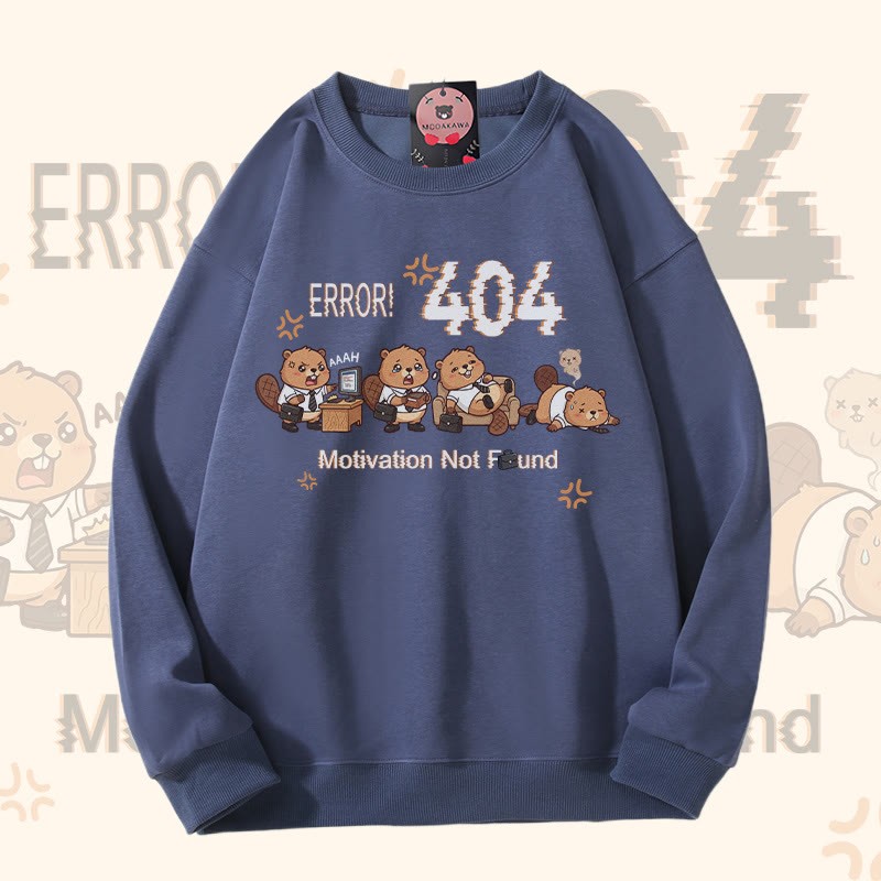 ERROR 404 MOTIVATION NOT FOUNDん リスのグラフィックModakawaスウェットシャツ - Dusty Blue - 5XL - image 4