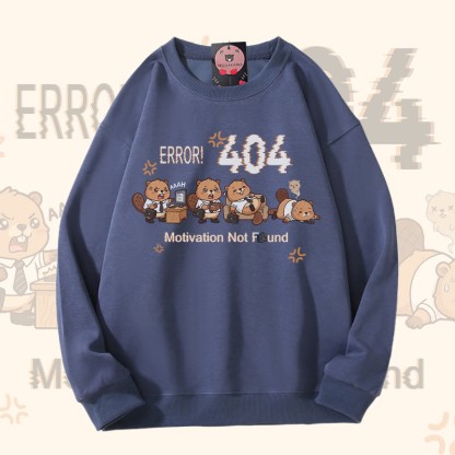 ERROR 404 MOTIVATION NOT FOUNDん リスのグラフィックModakawaスウェットシャツ - Dusty Blue - 5XL - image 4