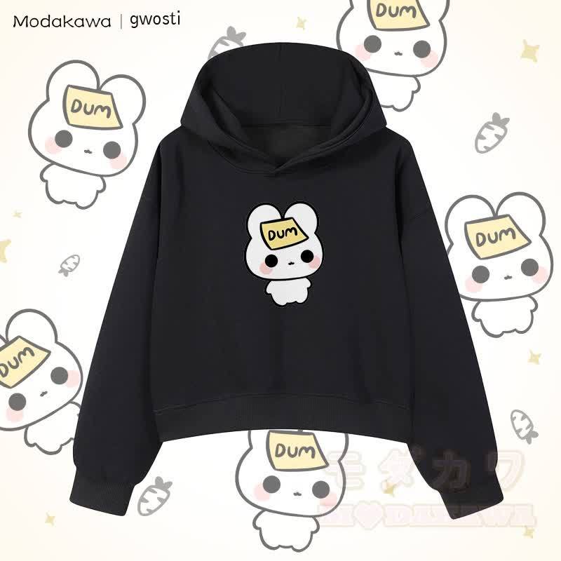 MODAKAWA X gwosti DUM バニーグラフィック クロップド綿パーカー - 黒 - 3XL - image 5