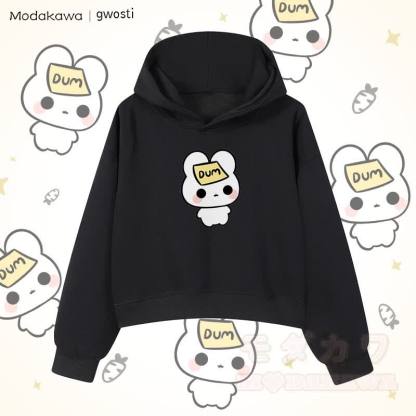 MODAKAWA X gwosti DUM バニーグラフィック クロップド綿パーカー - 黒 - 3XL - image 5