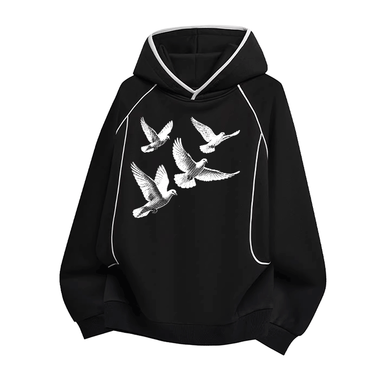 ピースダブ グラフィックModakawaラグランスリーブ オーバーサイズ プルオーバーパーカー - Black - 3XL - image 2