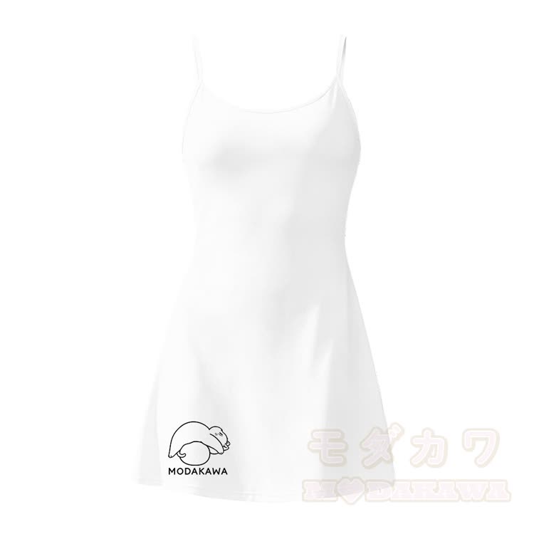 Laying Kitty グラフィックModakawaグラデーション ノースリーブ ワークアウト テニスドレス 隠しポケット付き ショートパンツ - 白 - 2XL - image 7