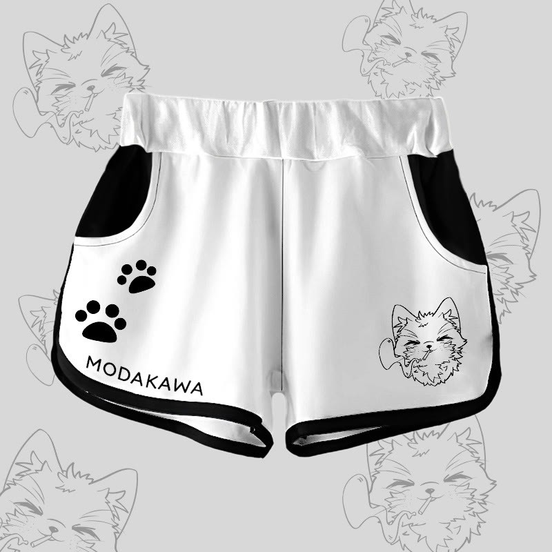 MODAKAWA グラデーションスモーキングキャットグラフィックショートパンツ - White - 5XL - image 3
