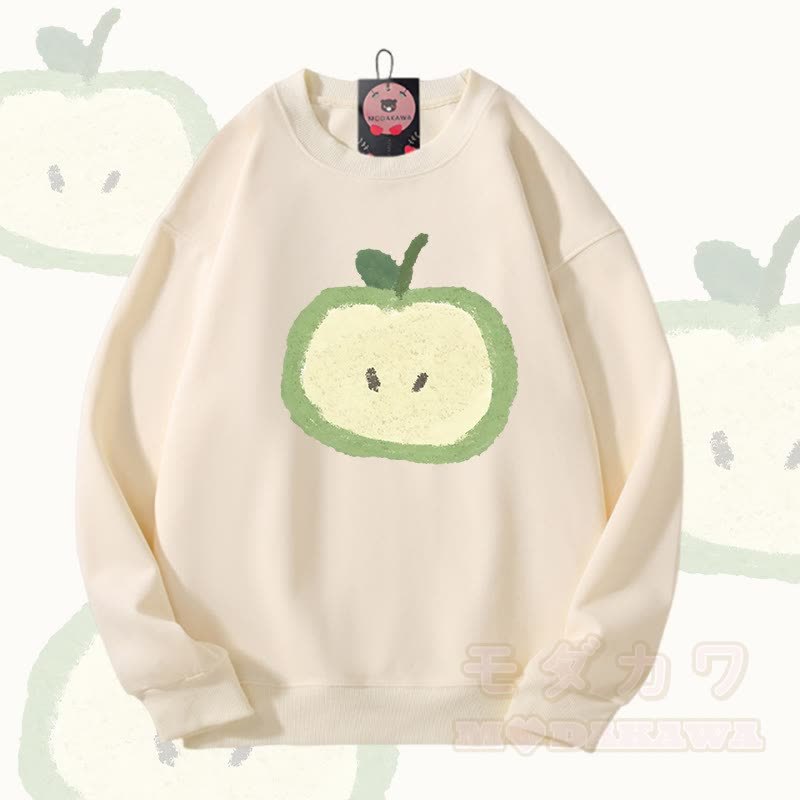 グリーンアップル グラフィックModakawaユニセックス スウェットシャツ - ベージュ - 5XL - image 2