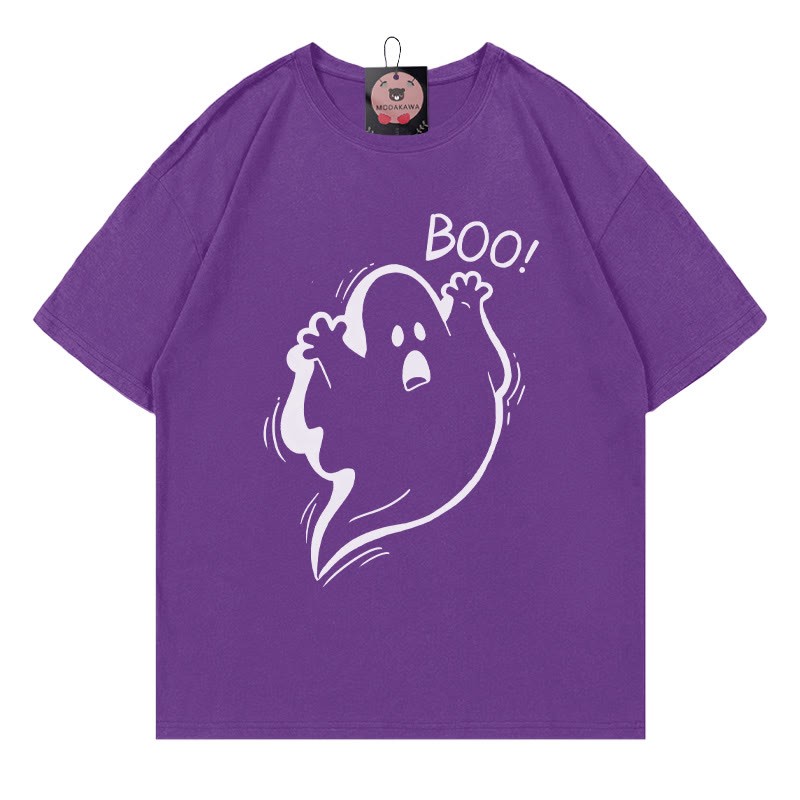 BOOゴーストプリントTシャツ - 紫 - 5XL - image 4