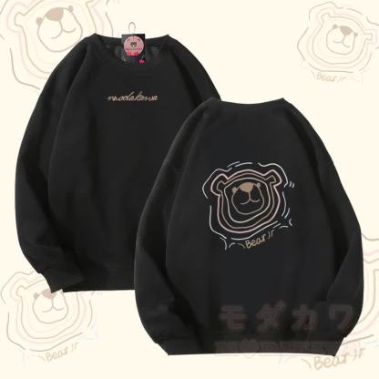 ベアラインアートグラフィックModakawaユニセックススウェットシャツ - 黒 - 5XL - image 4