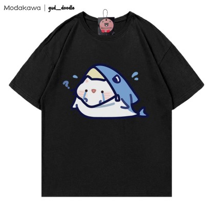 MODAKAWA X gud_doodleキティシャークプリントTシャツ - Black - 5XL - image 7