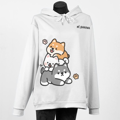 スタックパピーレタープリントModakawaカワルーズパーカー - White - 8XL - image 3