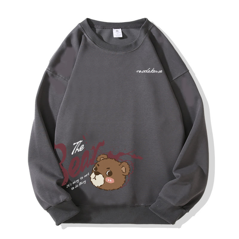 MODAKAWA IT'S OKAY TO NOT BE OKAY ベアグラフィック ユニセックス スウェットシャツ - Dark Grey - 5XL - image 3