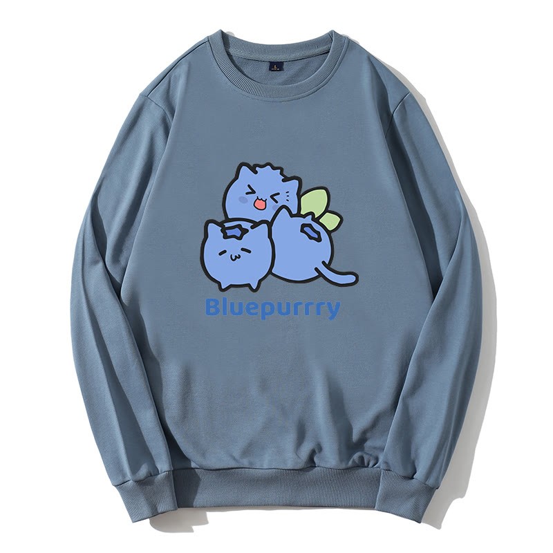 BLUEPURRRY ブルーベリーパーグラフィック ラウンドカラー スウェットシャツ - 青 - 5XL - image 3
