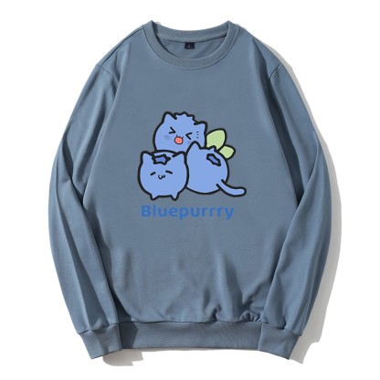 BLUEPURRRY ブルーベリーパーグラフィック ラウンドカラー スウェットシャツ - 青 - 5XL - image 3