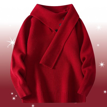 イレギュラーニットセーター コーデュロイパンツ ツーピース - Wine Red Sweater - 4XL - image 11