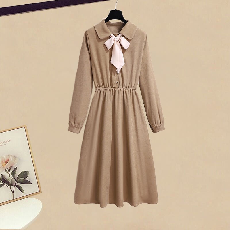 ベルト付きニットセータードレス、リボン付きドレス、お揃いの衣装 - Bow Dress - XL - image 3