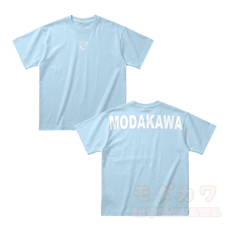 鹿柄グラフィック入りModakawaオーバーサイズ綿ドロップショルダー Tシャツ - 水色 - 4XL - image 3