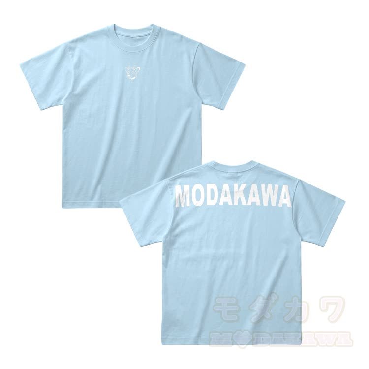 鹿柄グラフィック入りModakawaオーバーサイズ綿ドロップショルダー Tシャツ - 水色 - 4XL - image 3