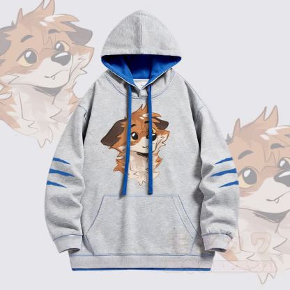 MODAKAWA X atka Anticipating Fox グラフィック オーバーサイズ コントラスト裏地 プルオーバー パーカー - グレー - 4XL - image 3