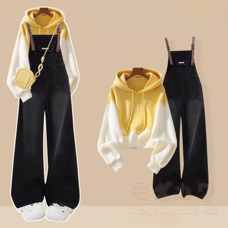 グラデーションフーディーデニムオーバーオールマッチングアウトフィット - セットD - 3XL - image 4