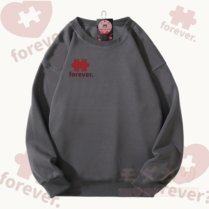 MODAKAWA FOREVER パズルハートグラフィック ユニセックス スウェットシャツ - ダークグレー - 5XL - image 7