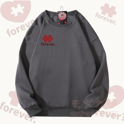 MODAKAWA FOREVER パズルハートグラフィック ユニセックス スウェットシャツ - ダークグレー - 5XL - image 7