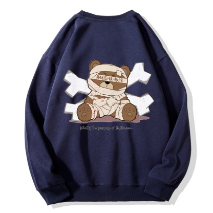 MODAKAWA ミイラベア グラフィック ユニセックス スウェットシャツ - Purplish Blue - 5XL - image 4