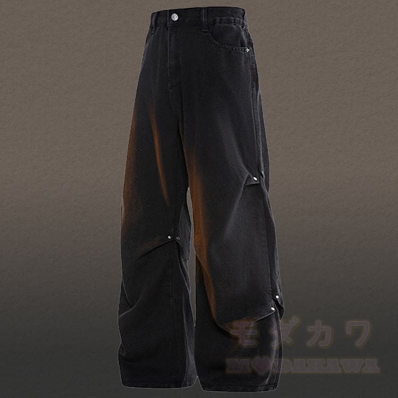 グラデーションニットセーター デニムパンツ ツーピース - ブラックパンツB - 3XL - image 13