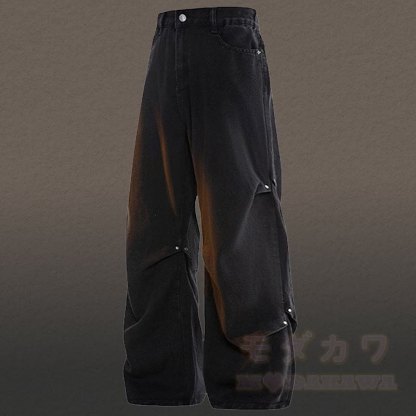 グラデーションニットセーター デニムパンツ ツーピース - ブラックパンツB - 3XL - image 13