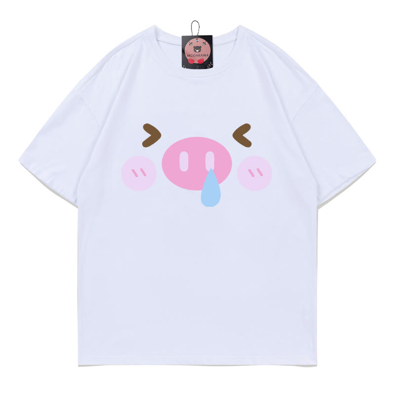 豚プリントTシャツ - White - 5XL - image 5