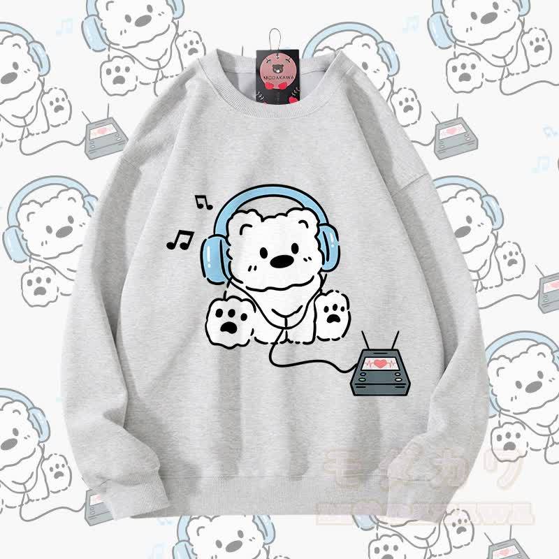 MODAKAWA ヘッドホンベア グラフィック カップル マッチング ユニセックス スウェットシャツ - グレー - 5XL - image 4