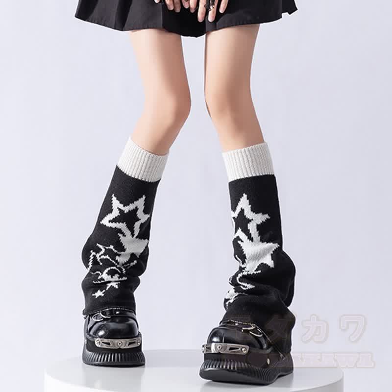 キティフラワーニットリバーシブルレッグウォーマー - スターB - ワンサイズ - image 3