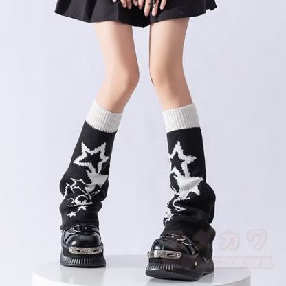 キティフラワーニットリバーシブルレッグウォーマー - スターB - ワンサイズ - image 3