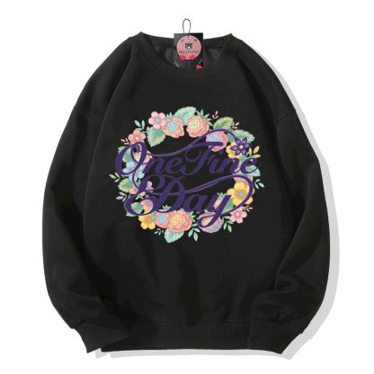 ONE FINE DAY 花柄グラフィックModakawaスウェットシャツ - Black - 5XL - image 3