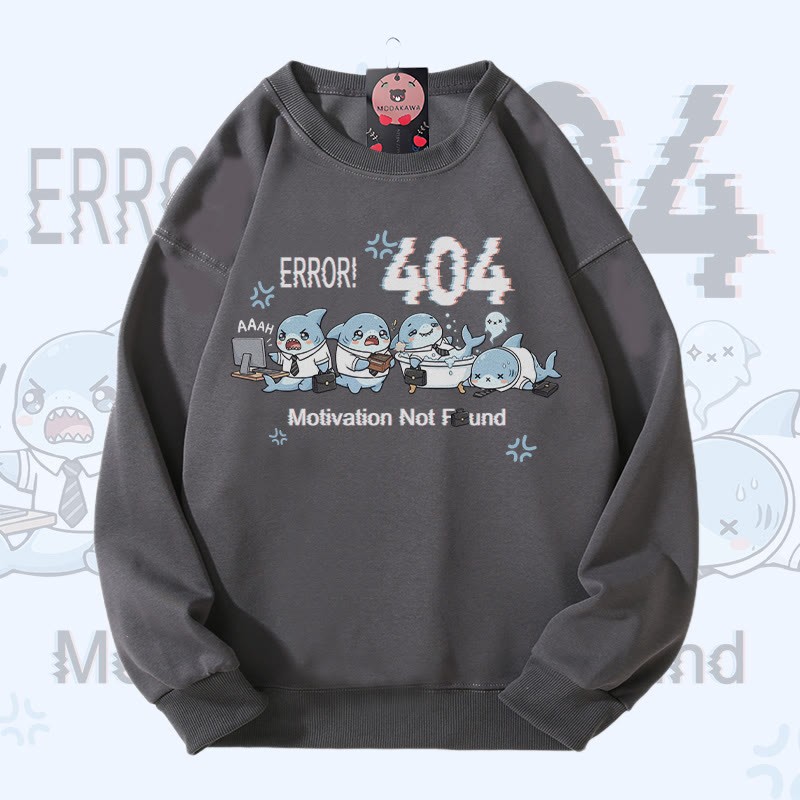 ERROR 404 MOTIVATION NOT FOUNDん シャークグラフィックModakawaスウェットシャツ - Grey - 5XL - image 6