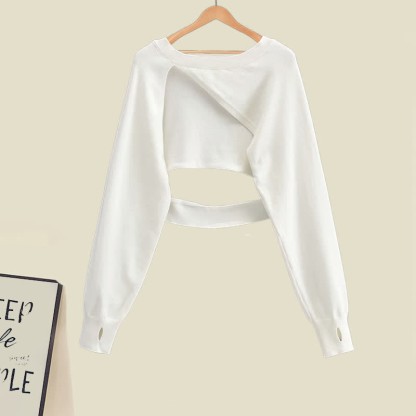 イレギュラーなホローアウトセーター、フリル付きスプリットスリップドレス、マッチングアウトフィット - Sweater - XL - image 6