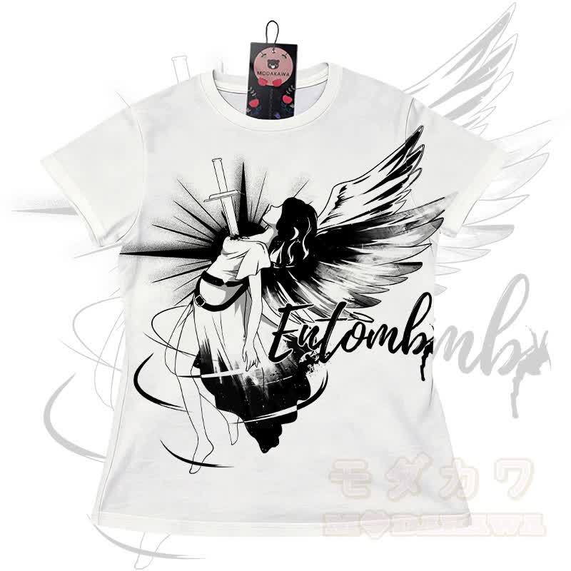 ENTOMB グラフィックグラデーションTシャツショーツModakawaマッチングアウトフィット - 白いTシャツ - 5XL - image 5