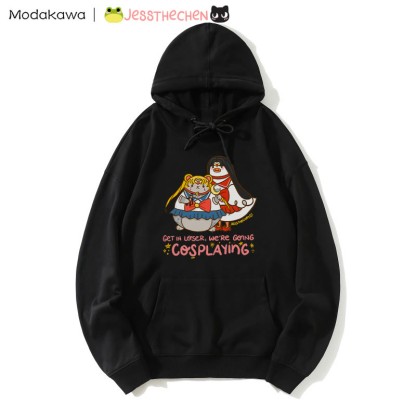 面白い動物のコスプレグラフィックパーカー - Black - 5XL - image 4