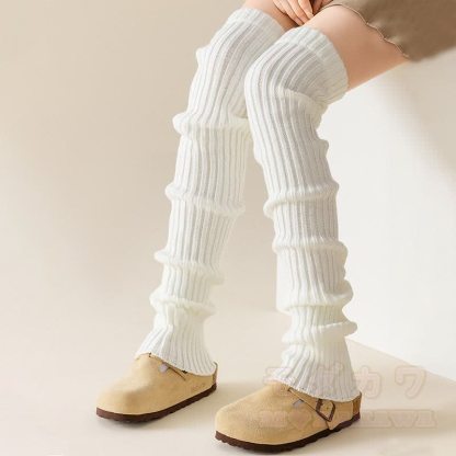 リブニットレッグウォーマー - 白 - ワンサイズ - image 4