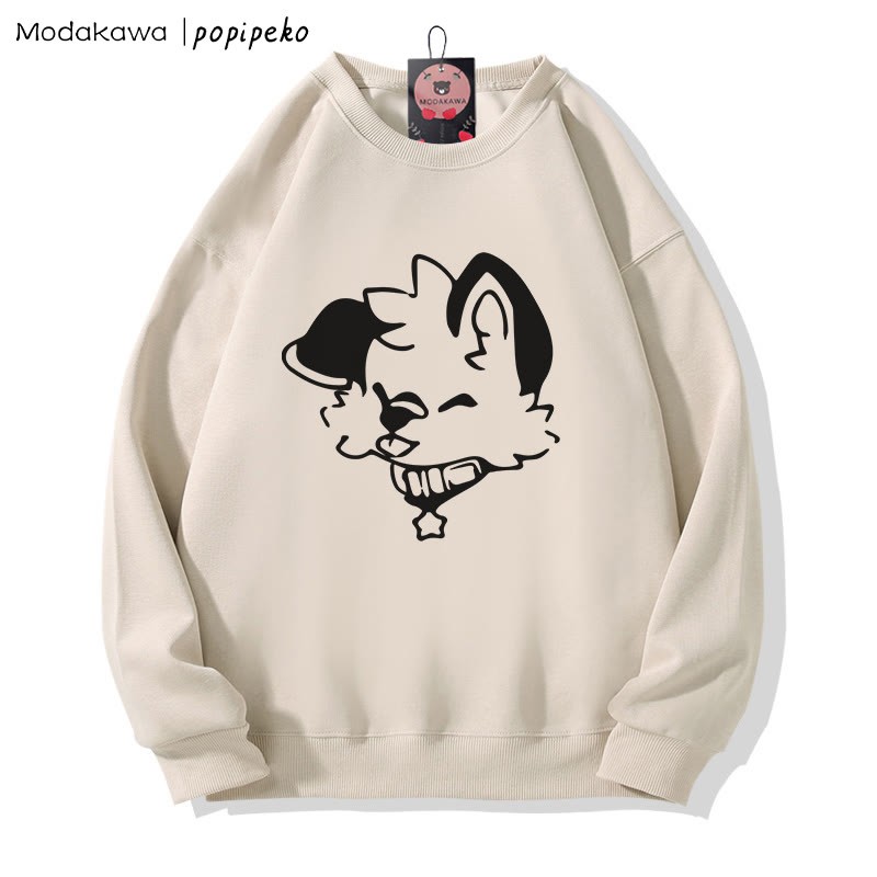 MODAKAWA X popipeko パピープリント ラウンドカラー スウェットシャツ - Apricot C - 5XL - image 4