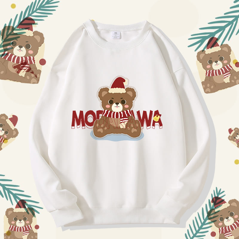 MODAKAWA クリスマスベア グラフィック ユニセックス スウェットシャツ - White B - 5XL - image 8
