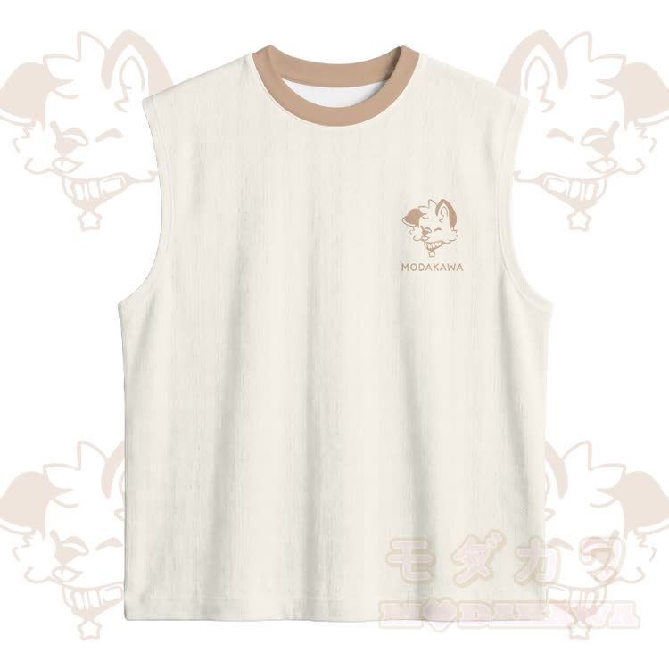 MODAKAWA × popipeko パピー柄 スポーツ ノースリーブ 速乾タンクトップ ショートパンツ セットアップ - アプリコットトップ - 5XL - image 6