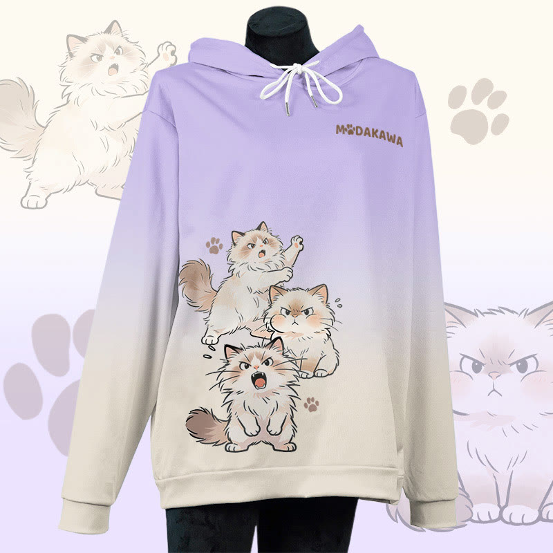 MODAKAWA アングリーキャットグラフィック オールオーバープリント プルオーバーパーカー - Purple - 6XL - image 3