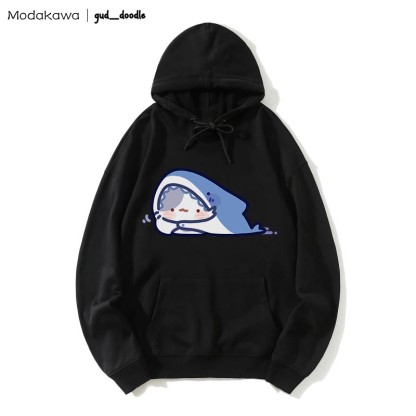 MODAKAWA X gud_doodleキティシャークプリント ルーズパーカー - Black - 5XL - image 3