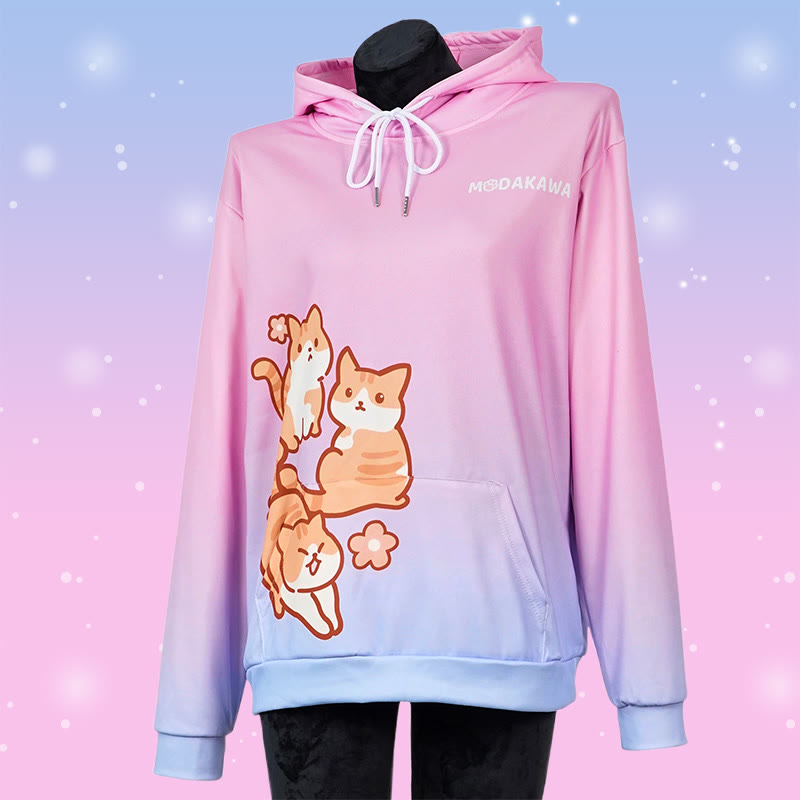 Modakawaグラデーション キティ レタープリント ルーズ パーカー - image 3