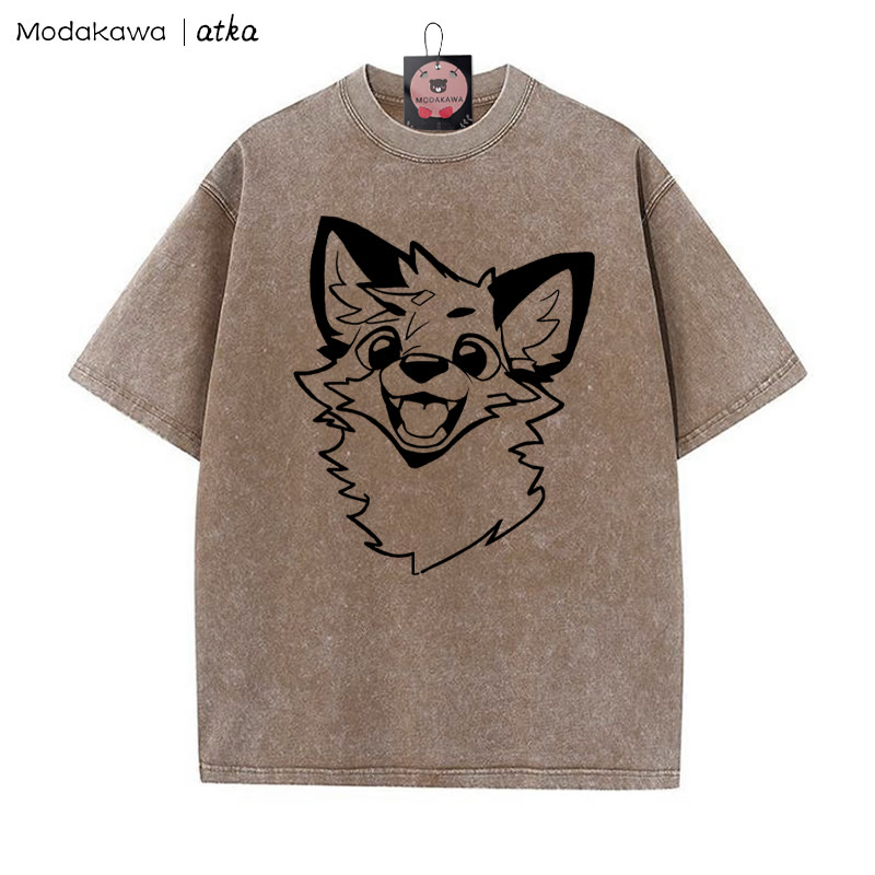 MODAKAWA × atka Fox プリント ヴィンテージウォッシュTシャツ - Brown - 5XL - image 5