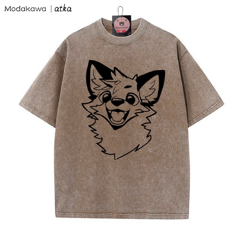 MODAKAWA × atka Fox プリント ヴィンテージウォッシュTシャツ - Brown - 5XL - image 5