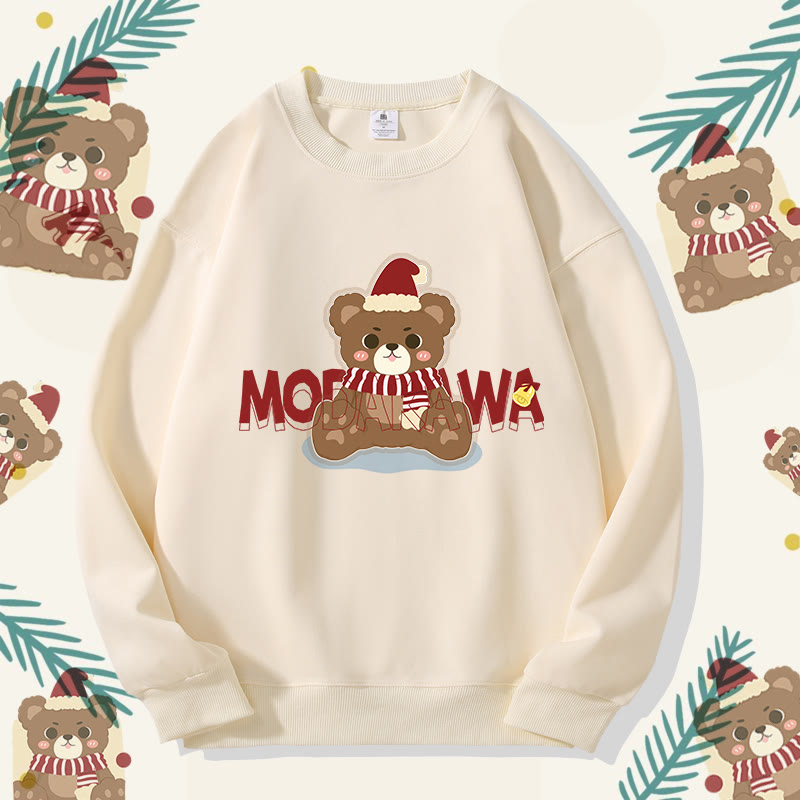 MODAKAWA クリスマスベア グラフィック ユニセックス スウェットシャツ - Beige B - 5XL - image 5