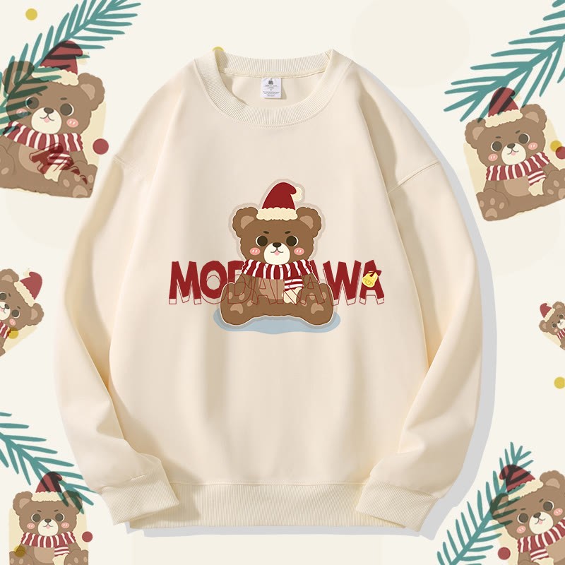 MODAKAWA クリスマスベア グラフィック ユニセックス スウェットシャツ - Beige B - 5XL - image 5