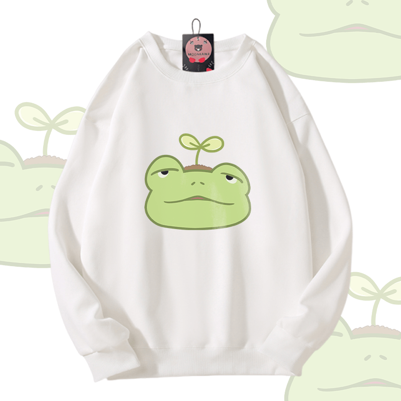 Sprout Frog Graphic Modakawa Unisex Sweatshirt - White - 5XL - image 3