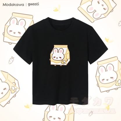 MODAKAWA X gwosti ブナナミルク グラフィック レディース クロップドTシャツ 92% コーマ綿クロップトップ - 黒 - XL - image 5