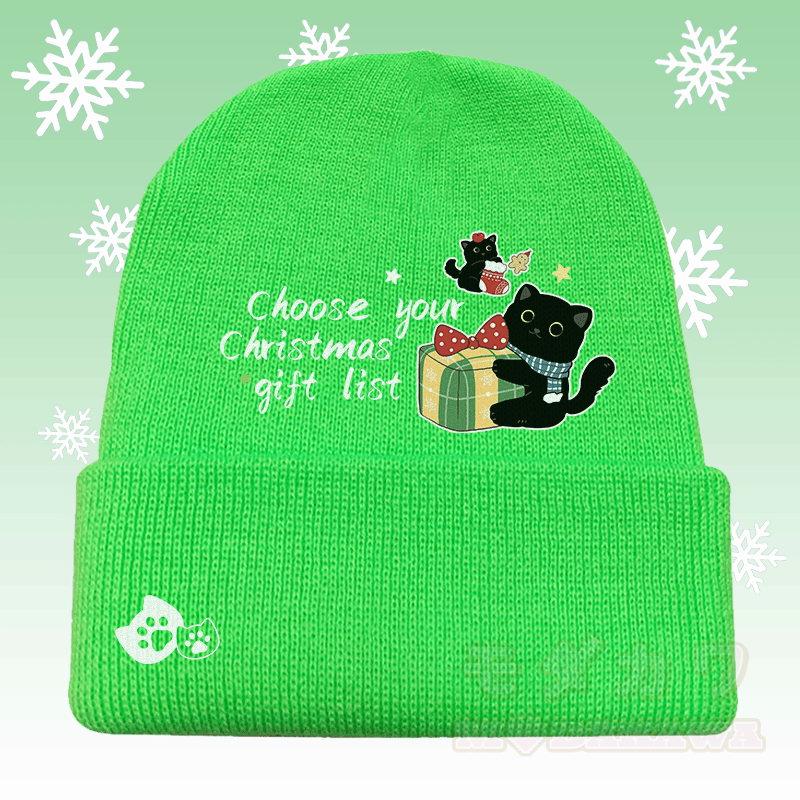 MODAKAWA クリスマス 黒猫 グラフィック ニット帽 - 緑 - 36～60センチ - image 3