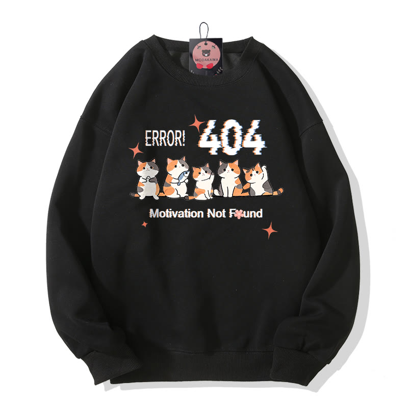 ERROR 404 MOTIVATION NOT FOUNDん キティプリント ラウンドカラー スウェットシャツ - Black - 5XL - image 4
